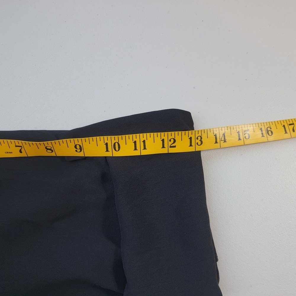 Vintage Moyabo Tie Neck Blouse Women Large Black Roll Tab Sleeve Chiffon Career - Picture 8 of 11